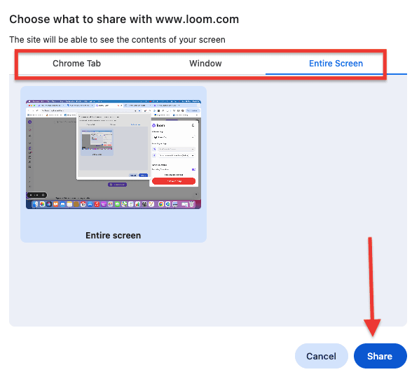 Loom sharing option