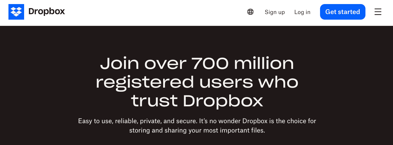 Dropbox Homepage