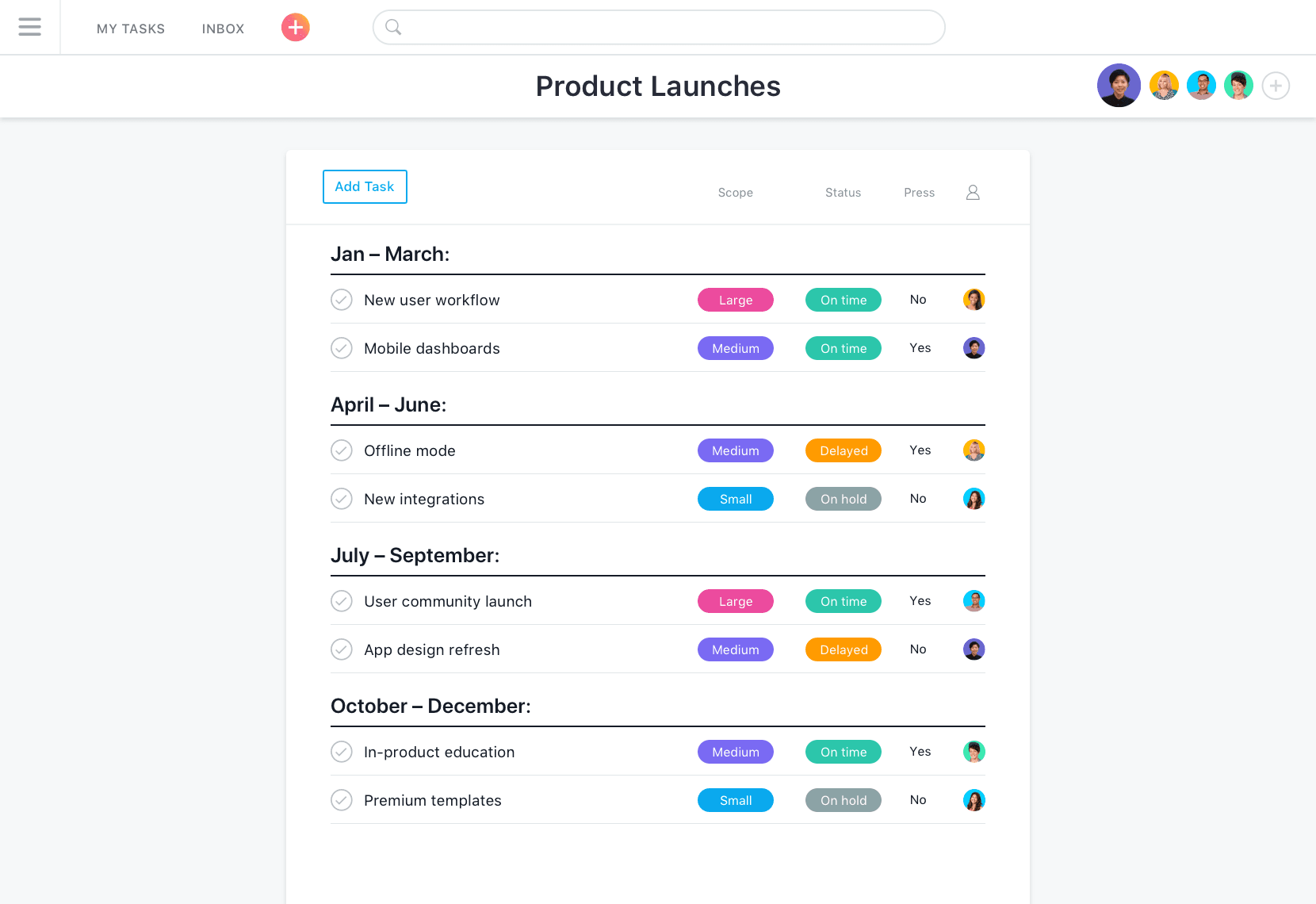 Asana online collaboration tool