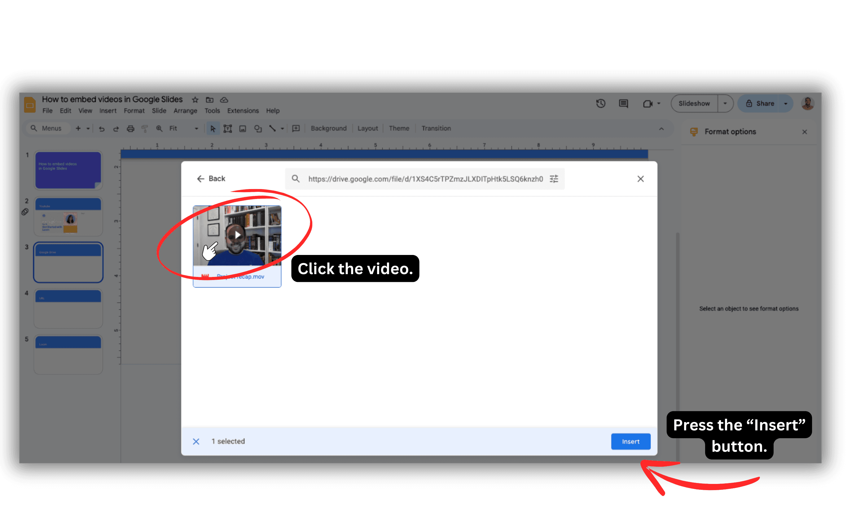 How to embed videos from Google Drive to Google Slides 4