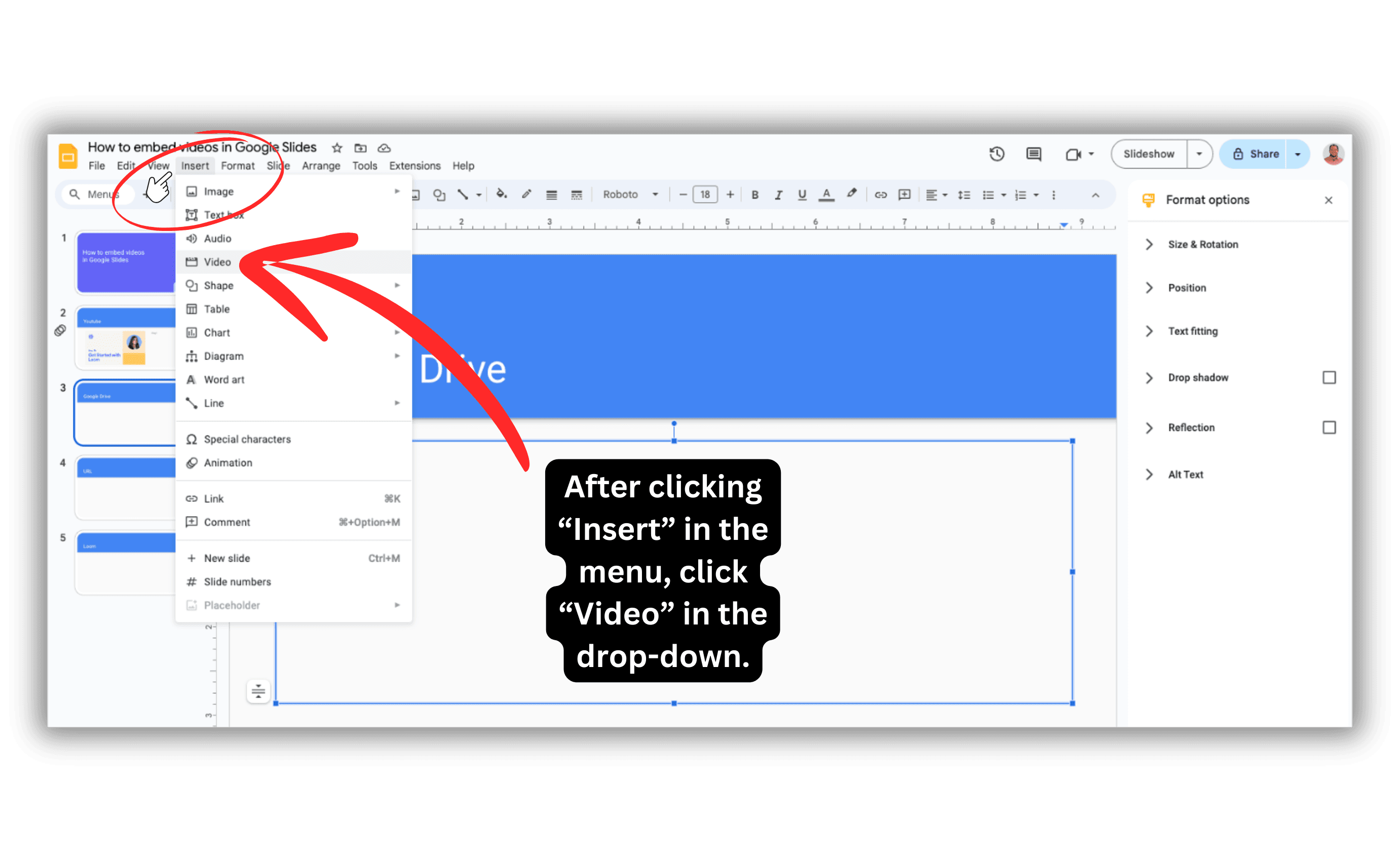 How to embed videos from Google Drive to Google Slides 2